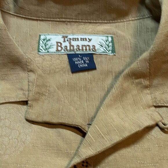 Relaxed Mustard yellow Tommy Bahama silk button down shirt Men's size L - Picture 4 of 5